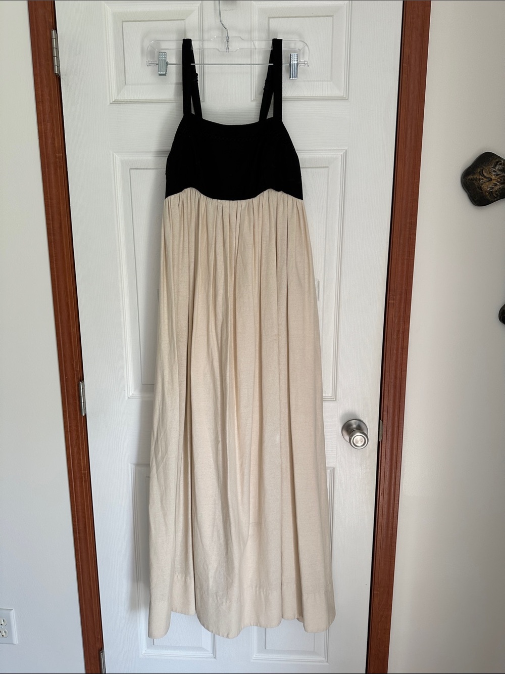 Taylor Black and Cream Midi Dress